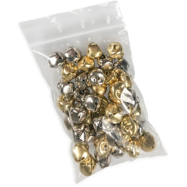 3 x 4 2 Mil Clearzip Lock Top Bags with Bells 3 x 4 2 Mil Clearzip Lock Top Bag with Small Jingle Bells in Bag
