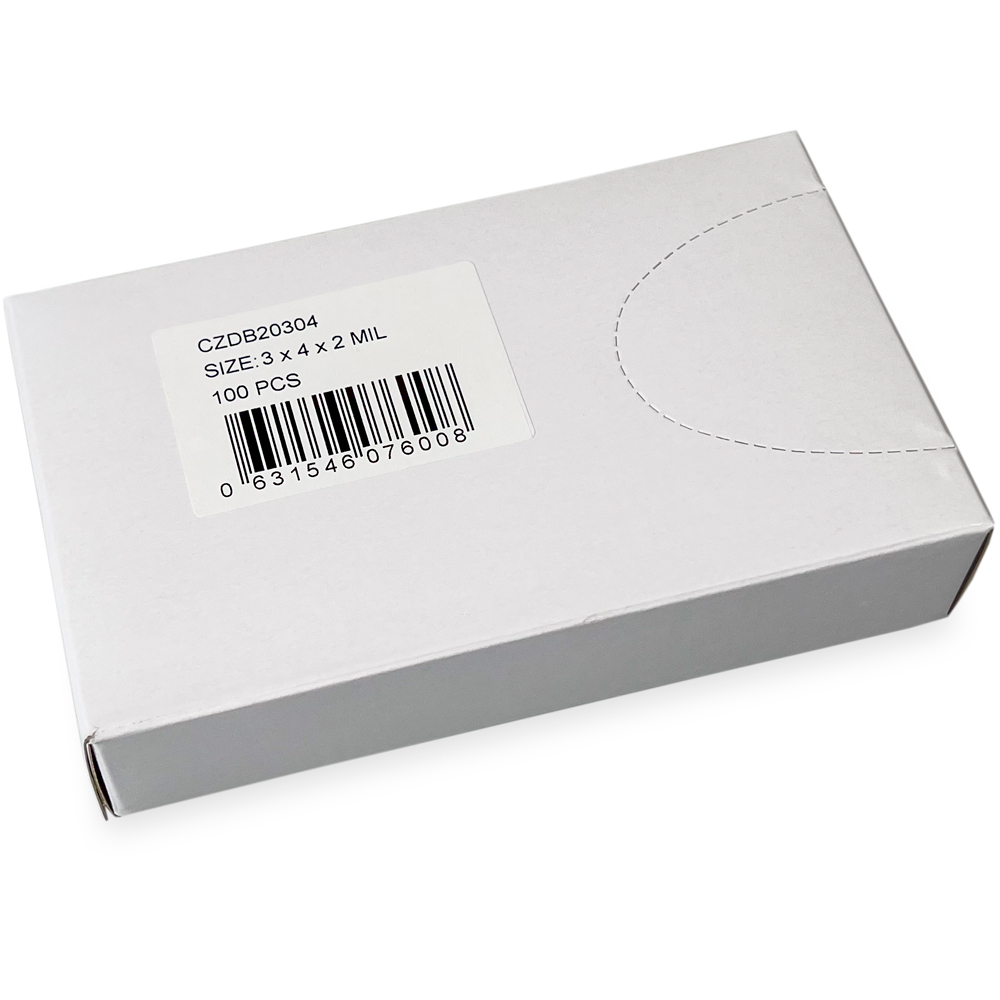 Dispenser Box of 3 x 4 2 Mil Clearzip Lock Top Bags