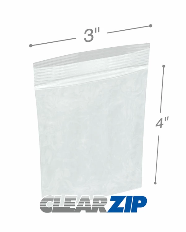 3 x 4 High Clarity Zipper Locking 2 Mil  Polypropylene Bags