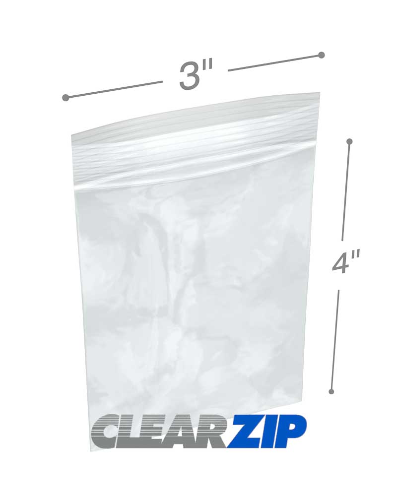 Premium 3 x 4 in (200 Count) Small Poly Zipper Bags, 2mil Small Plastic Bags Clear, Easy Zip Open & Close, Zip Poly Bags Strong Locking Seal, Food