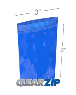 3" x 5" 2 Mil Blue Zip Bags