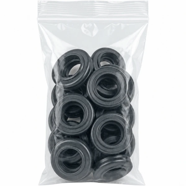 3x5 2 Mil Clearzip Lock Top Bags with Plumbing Rubber Seals Plumbing Rubber Seals inside of a 3 x 5 Clearzip Locking Top Bags 2 Mil