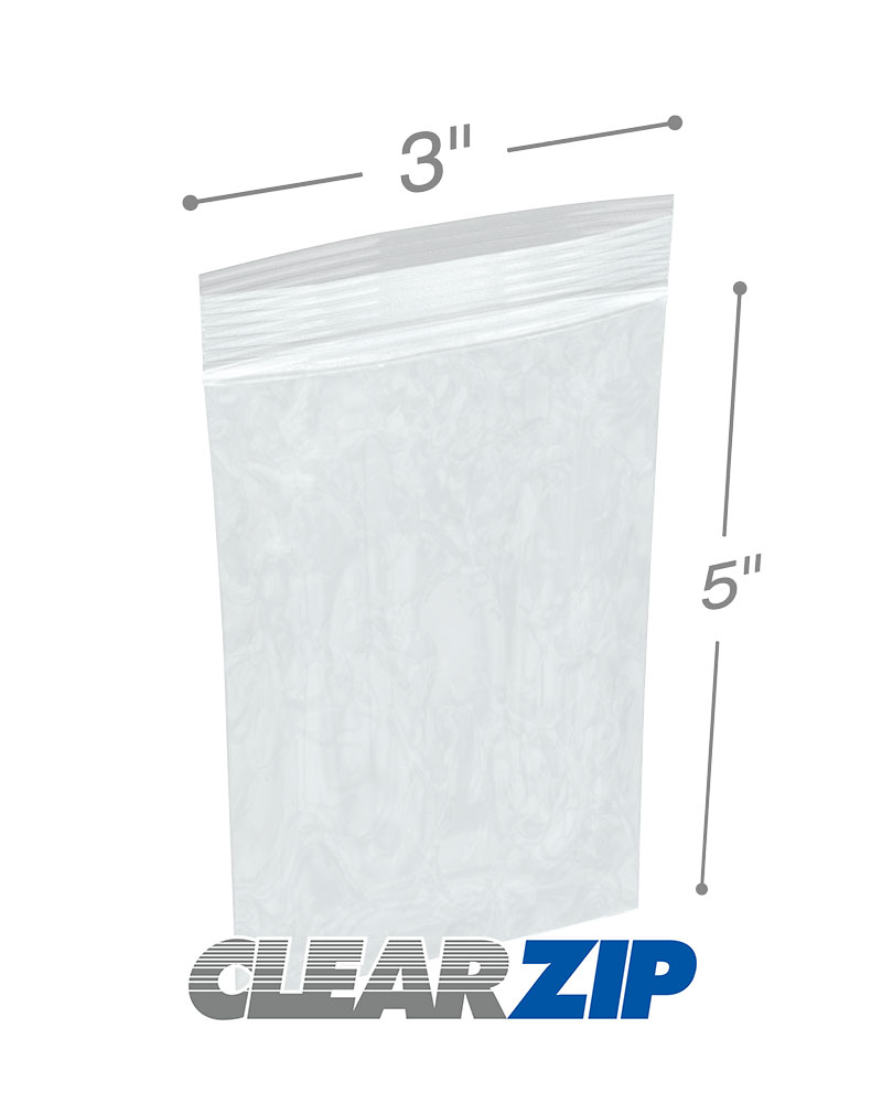 3 x 5 High Clarity Zipper Locking 2 Mil  Polypropylene Bags