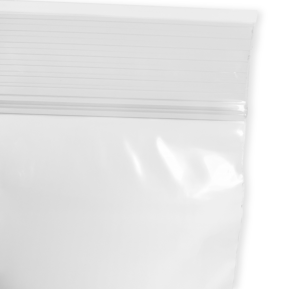 Close up of 3 x 8 2 Mil Clearzip Lock Top Bags Zipper