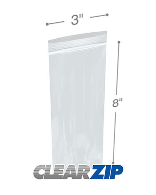 3 x 8 Zipper Locking Bags Clearzip 2 Mil 