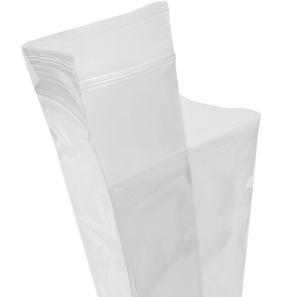 Close up of 3.5 x 7.5 2 Mil Optical Bag with Document Pouch on Back