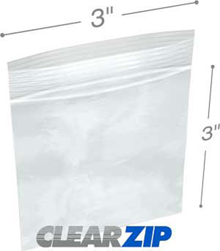 3 x 3 Zipper Bags Clearzip 2-mil 