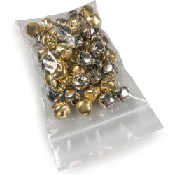 3 x 4 2 Mil Clearzip Lock Top Bag with Small Jingle Bells in Bag