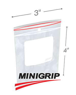 3x4 4Mil Minigrip Reclosable Plastic Bags with Whiteblock