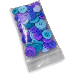 3 x 5 2 Mil Clearzip Lock Top Bag with Colored Buttons in Bag