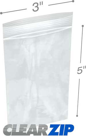 3x5 Clearzip® Lock Top 4 Mil Bags