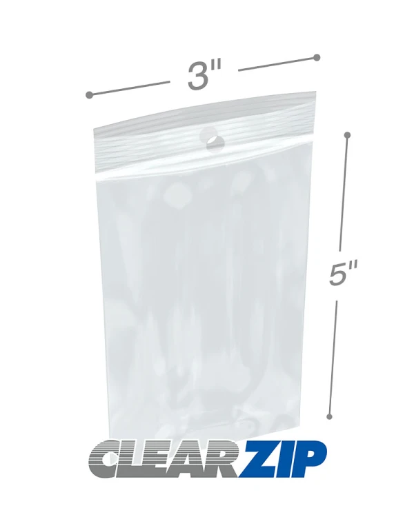 3x5 2mil Zipper Locking with Hang Hole 3x5 2mil Zipper Locking with Hang Hole
