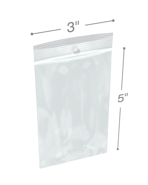 3x5 4mil Zipper Locking with Hang Hole 3x5 4mil Zipper Locking with Hang Hole