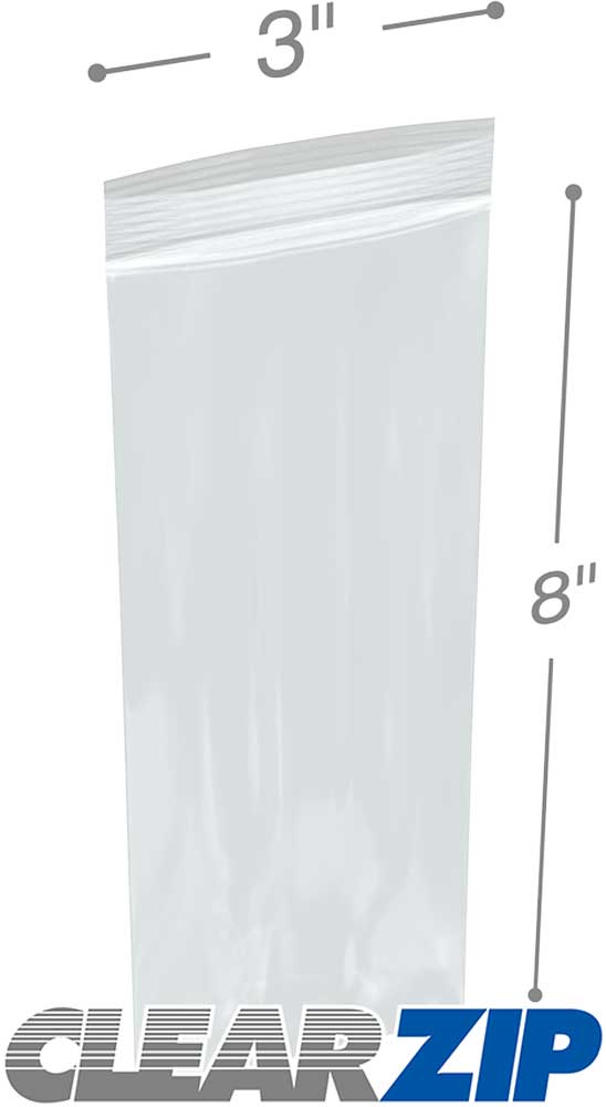 3 x 8 Zipper Locking Bags Clearzip 2 Mil 