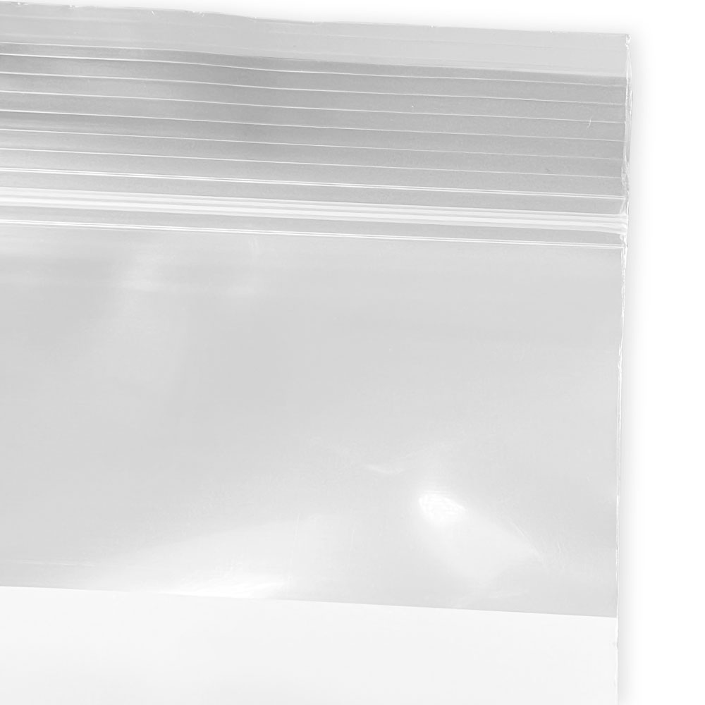 Close up of 4 Mil 4 x 6 White Block Clearzip Lock Top Bags Zipper