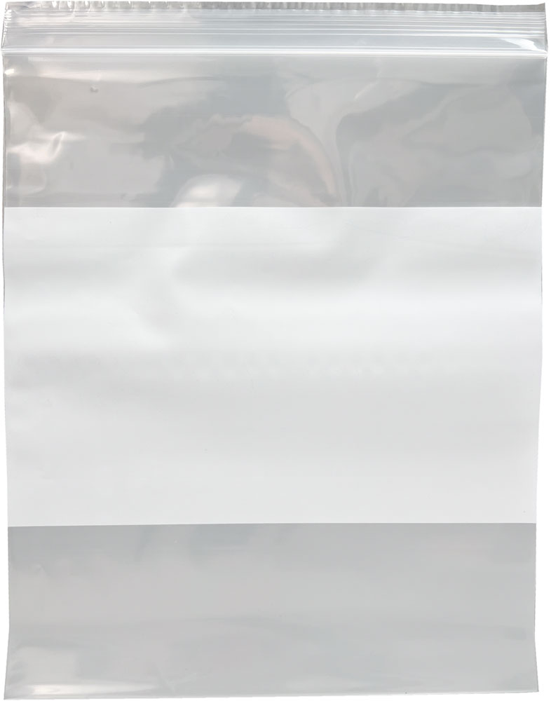 8 x 10 Clearzip Locking Top Bags with White Block 4 Mil