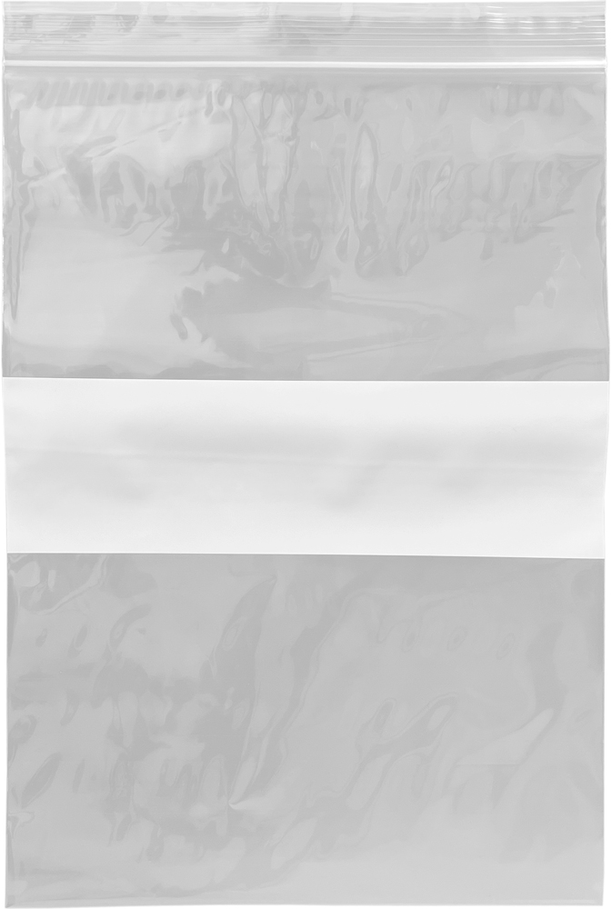 9 x 12 Clearzip Locking Top Bags with White Block 4 Mil