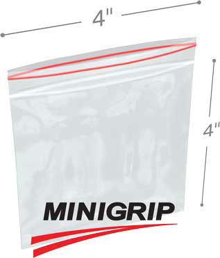 4x4 2Mil Minigrip Reclosable Plastic Bags