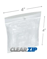 4 x 4 4 Mil Zipper Locking Bags with Hanghole