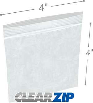 4 x 4 High Clarity Zipper Locking 2 Mil  Polypropylene Bags