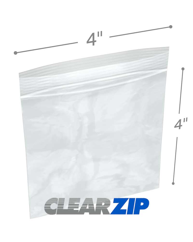 Identidad grosor Pasto 4" x 4" Ziplock Bags 2 Mil - Clearzip