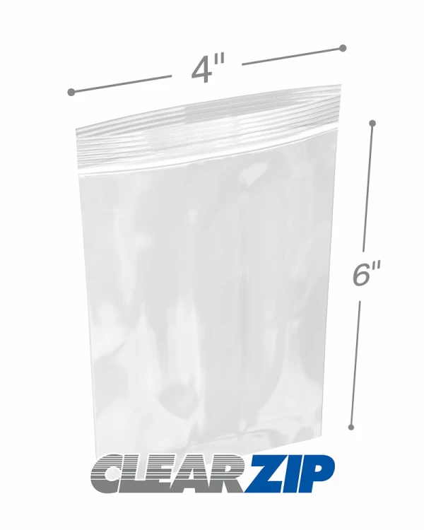 4x6 1.25 mil clear zip reclosable bags