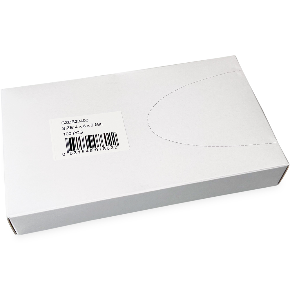 Dispenser Box of 4 x 6 2 Mil Clearzip Lock Top Bags