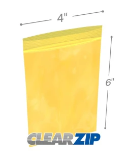 4" x 6" 2 Mil Yellow Zip Bags