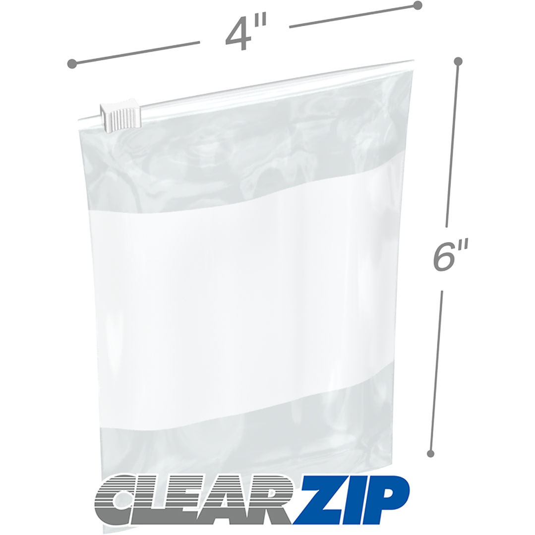 4 x 6 3 Mil White Block Sliding Zipper Bags