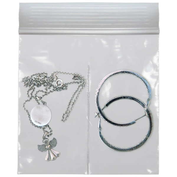 4x4 2 Mil Plastic Jewelry Bags with 3 Inch Vertical Middle Seal