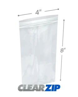 4" x 8" 4 Mil Clearzip Lock Top Bags
