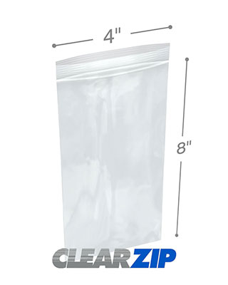 | MagicWater Supply Brand - Clear Plastic Reclosable Single Zipper Poly Bag 100 Pack 4 x 8 2 mil 
