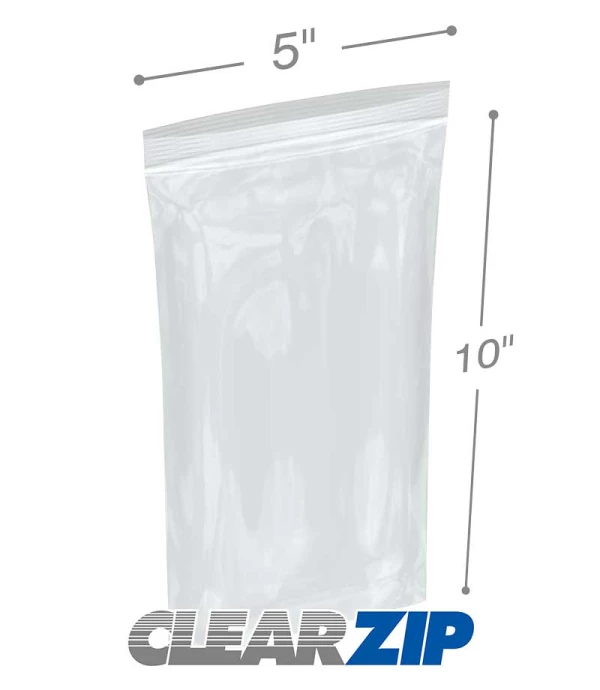 5 x 10 High Clarity Zipper Locking 2 Mil Polypropylene Bags