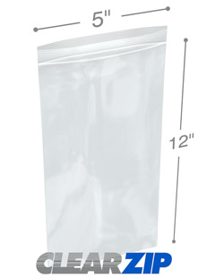 5 x 12 Clearzip® Lock Top 2 Mil Bags