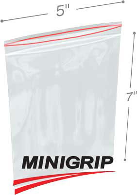 5x7 2Mil Minigrip Reclosable Plastic Bags
