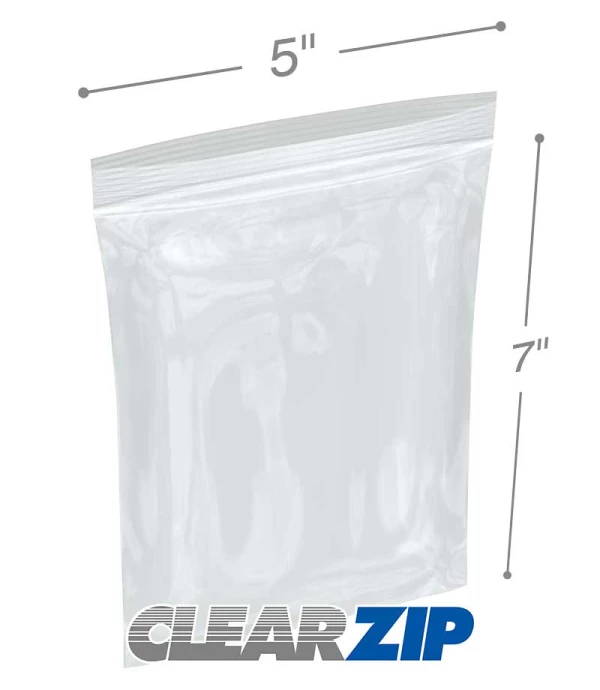 5 x 7 High Clarity Zipper Locking 2 Mil Polypropylene Bags