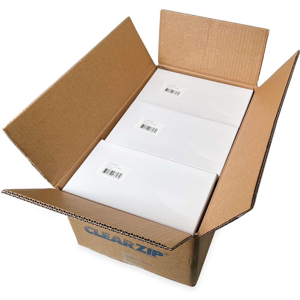 Master Case of 5 x 8 2 Mil Clearzip Lock Top Bags w/ Dispenser Box