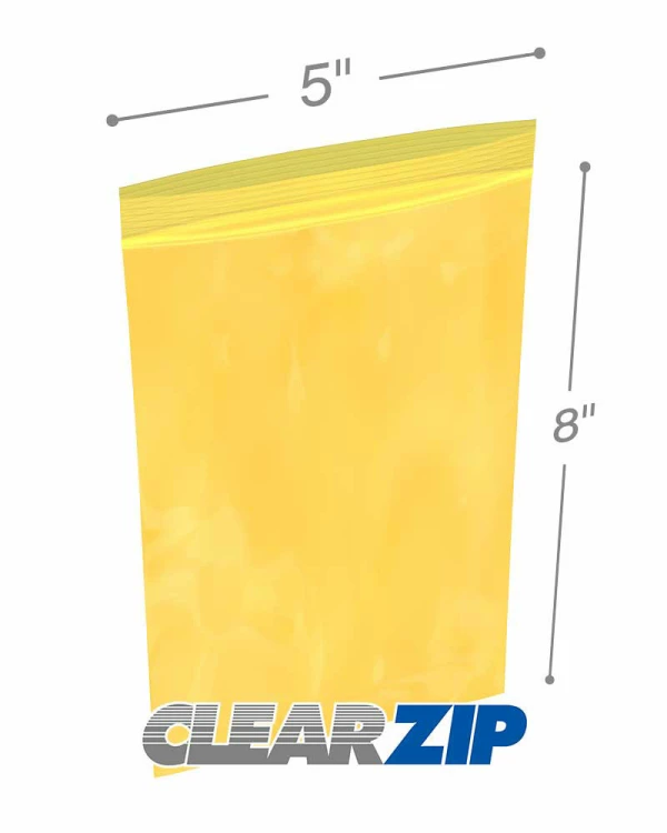 5x8 yellow zipper bags