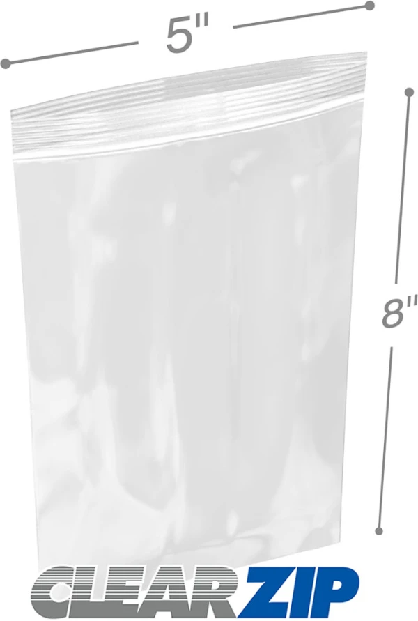 5x8 1.25 mil Clear Zip Lock Bags 5x8 1.25 mil clear zip reclosable bags