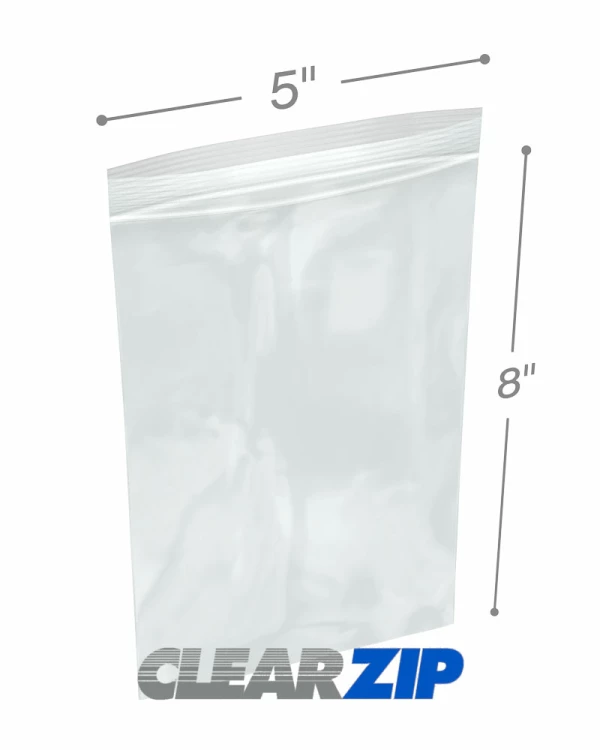5x8 3 mil clear zip reclosable bags