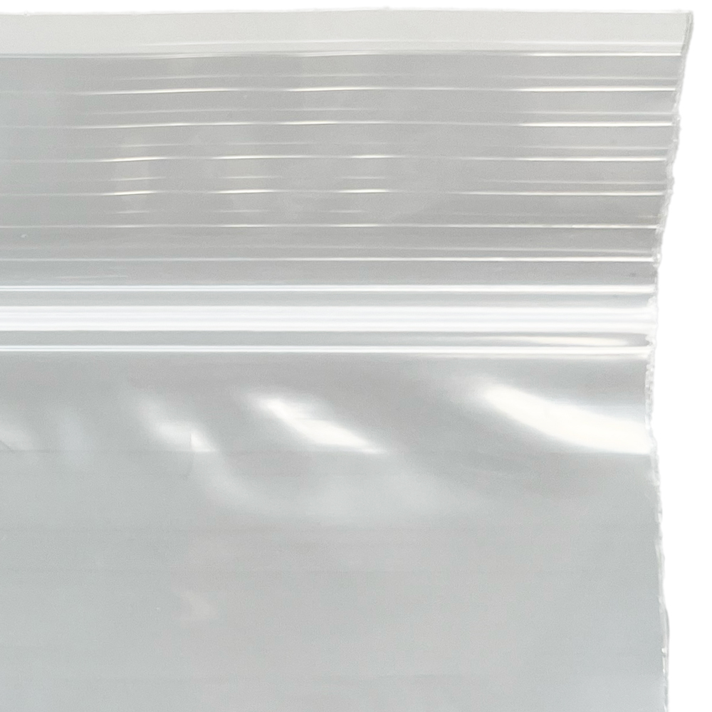 Close up of 5 x 10 2 Mil Clearzip Lock Top Bag Zipper