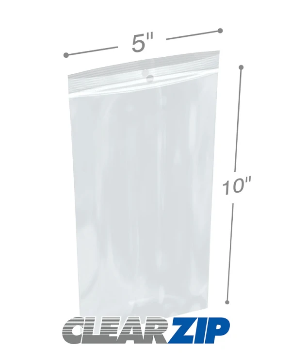 5x10 2mil Zipper Locking with Hang Hole 5x10 2mil Zipper Locking with Hang Hole