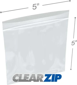 5" x 5" 6 Mil Clearzip® Locking Top Bags