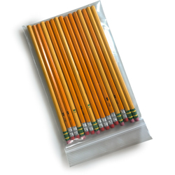 5 x 8 4 Mil Clearzip Lock Top Bag with Wooden Pencils in Bag
