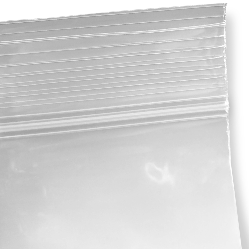 Close up of 5 x 8 4 Mil Clearzip Lock Top Bag Zipper
