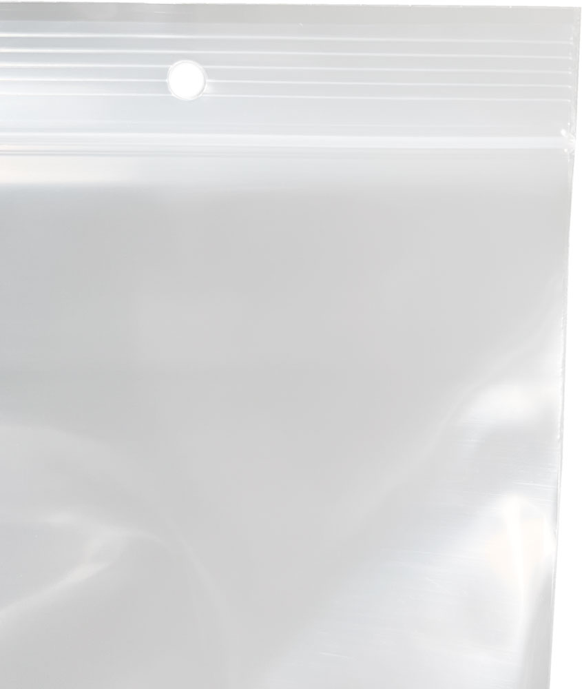 Hang Hole and Ziplock of 5 x 8 Clearzip® Locking Top Bags with Hang Hole 4 Mil
