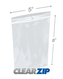5" x 8" 2 Mil Clearzip Lock Top Hang Hole Bags