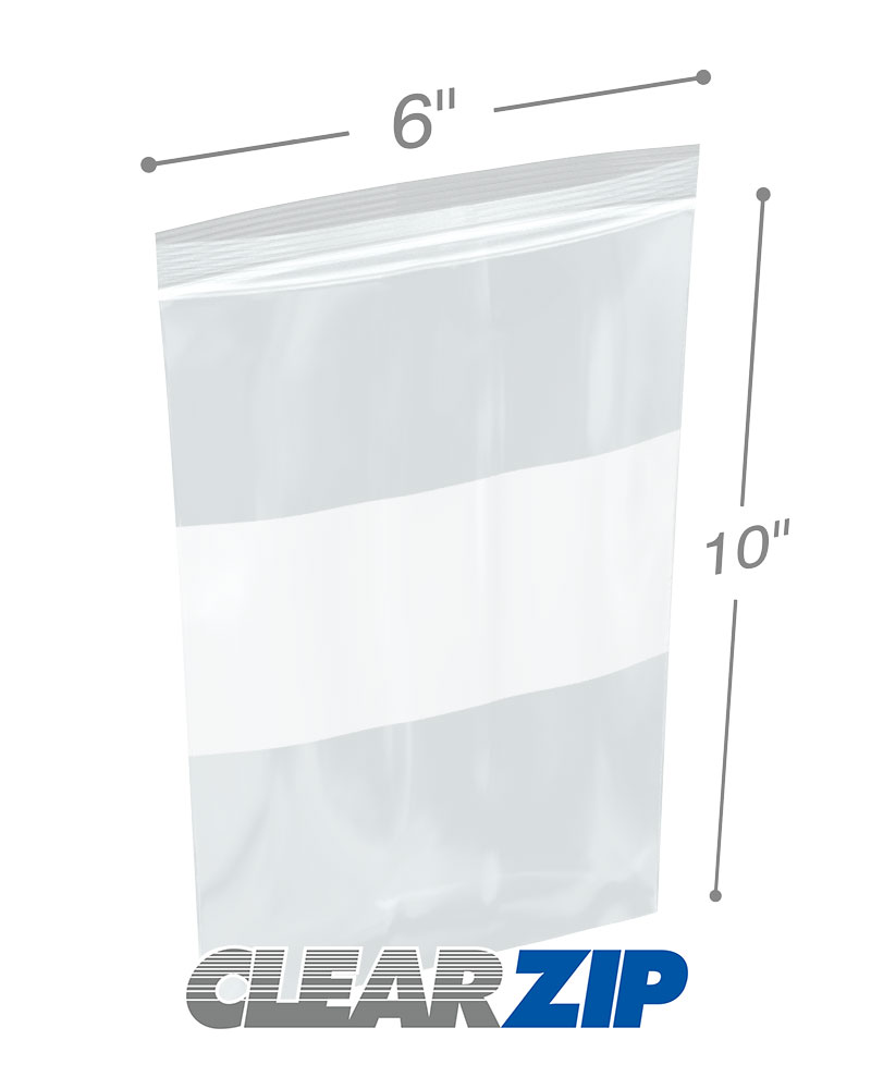 6x10 White Block Zipper Lock Bags