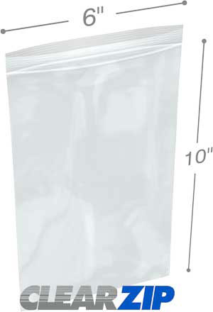 500pc 6" x 10" 2 Mil Clear Plastic Zip Bag Ziplock Bag Reclosable 