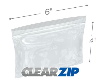 Polypropylene Zipper Bags - 6" x 4" 2 mil